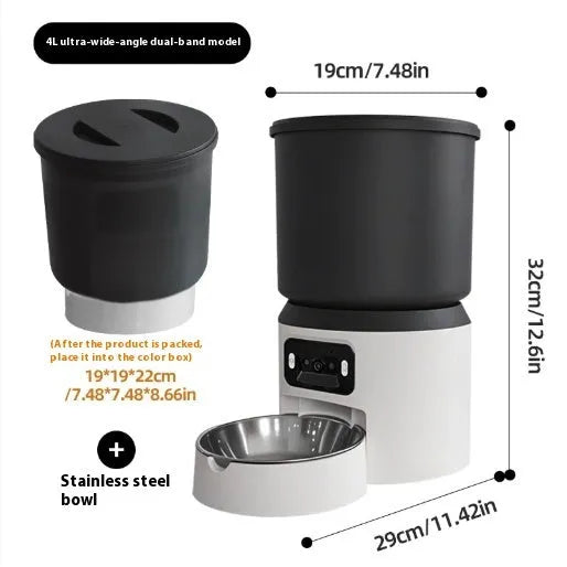 4L smart pet feeder with WiFi connectivity and stainless steel bowl for automatic feeding