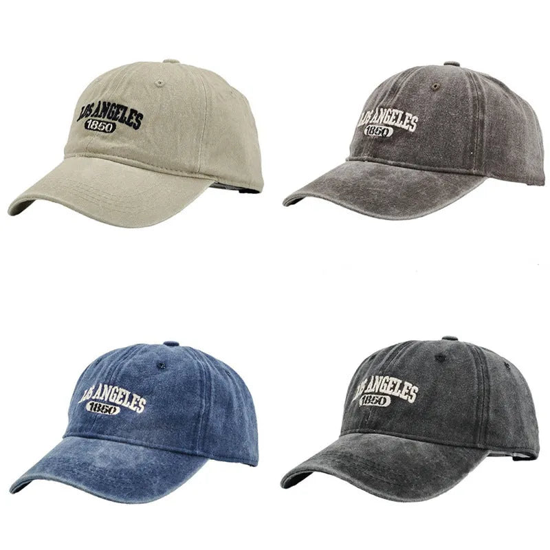 Retro peaked cap with distressed letter embroidery in beige colour with adjustable strap and conical crown