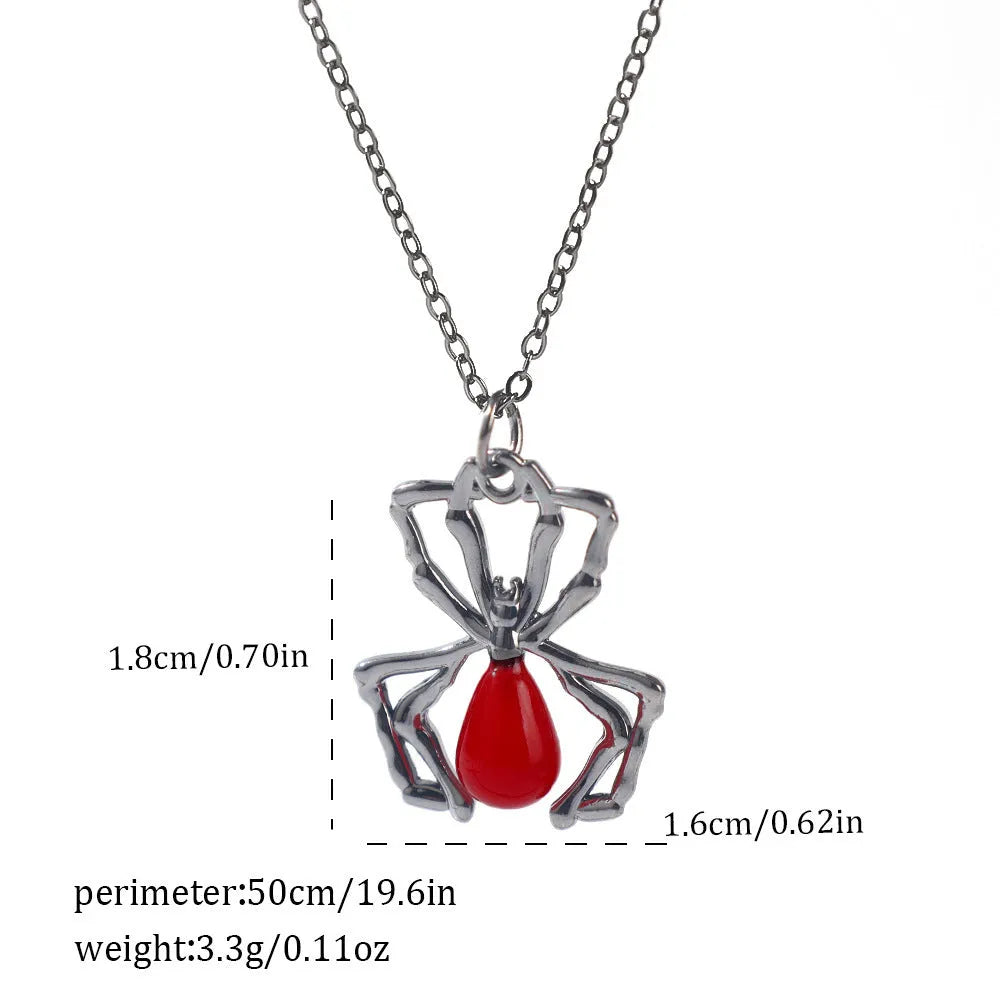 Halloween spider bat necklace with electroplated zinc alloy pendant showing gothic design options