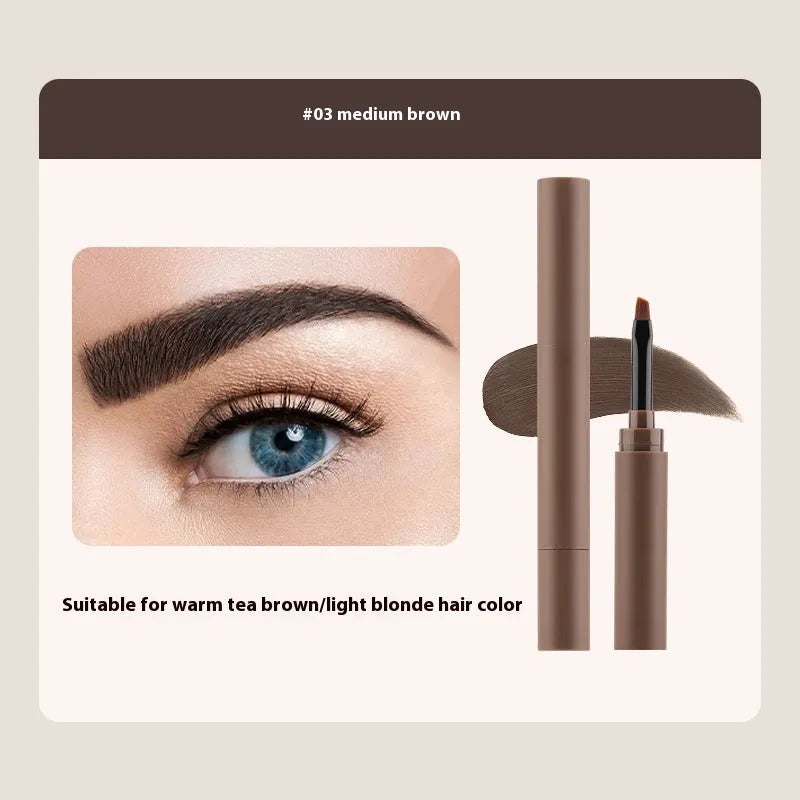 A double-headed eyebrow cream showing pencil and powder ends, with packaging indicating five colour shades.