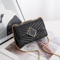 Women's PU crossbody bag with sequin and diamond plaid detailing, square buckle black, 21 x 8.5 x 18 cm