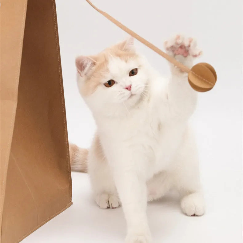 Brown washable kraft paper cat nest with integrated corrugated cardboard scratch board measuring 40x30x53cm