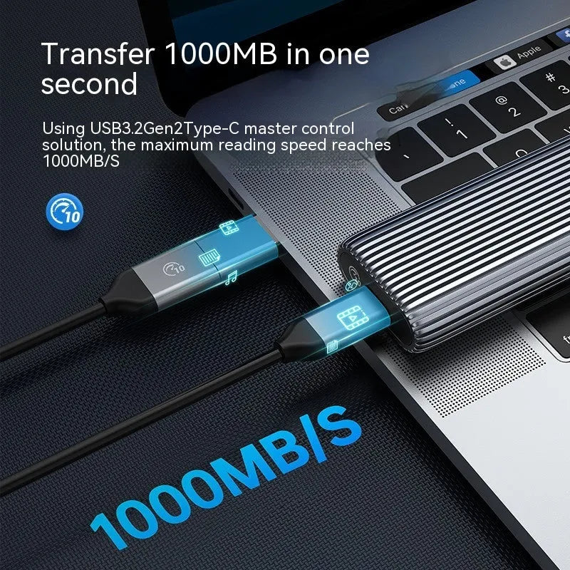 M.2 NVMe SATA SSD enclosure aluminium alloy external hard drive case 10Gbps 6Gbps dual single bay