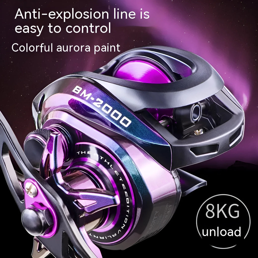 BM2000 fishing reel with magnetic brake system in water drop shape