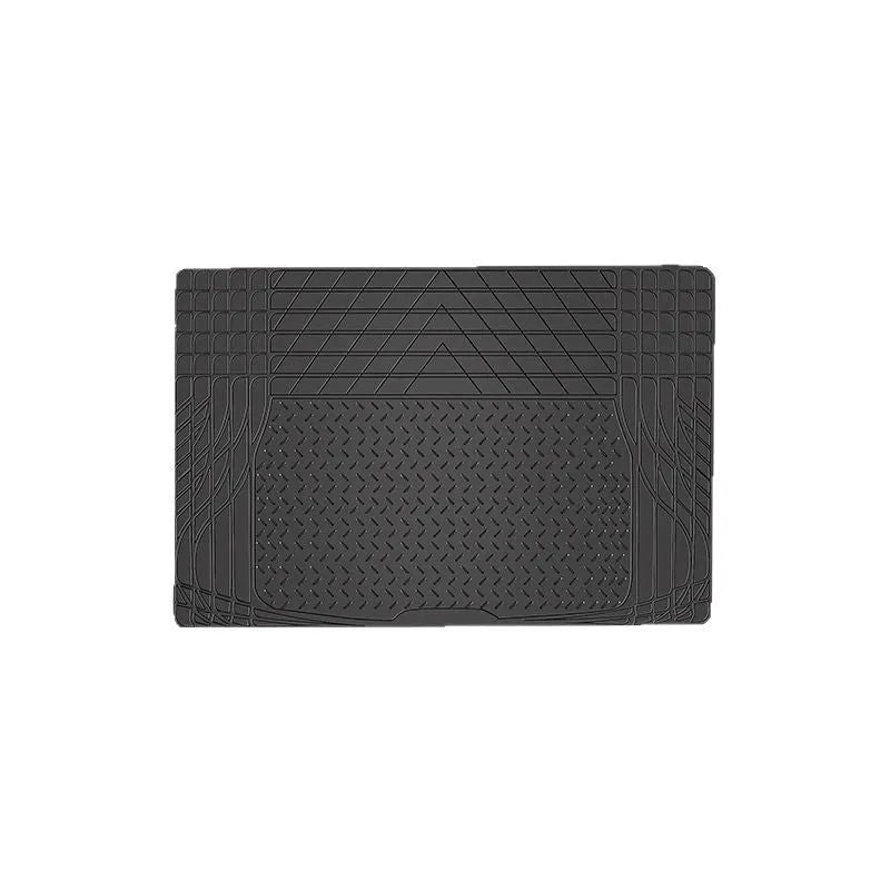 Black universal PVC waterproof car trunk mat in 80x120cm size laid flat on a clean car boot floor