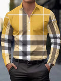 Men's striped long sleeve button-up shirt with lapel collar in multiple colour options
