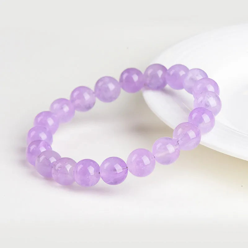 Lavender amethyst bracelet with water ripple design on round beads in two colour options.