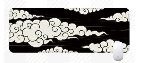 Large Japanese-style minimalist desk mat with non-slip rubber base on a wooden desk.