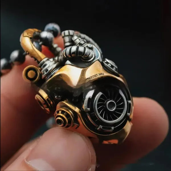 Handmade mechanical heart shaped pendant necklace in metal alloy