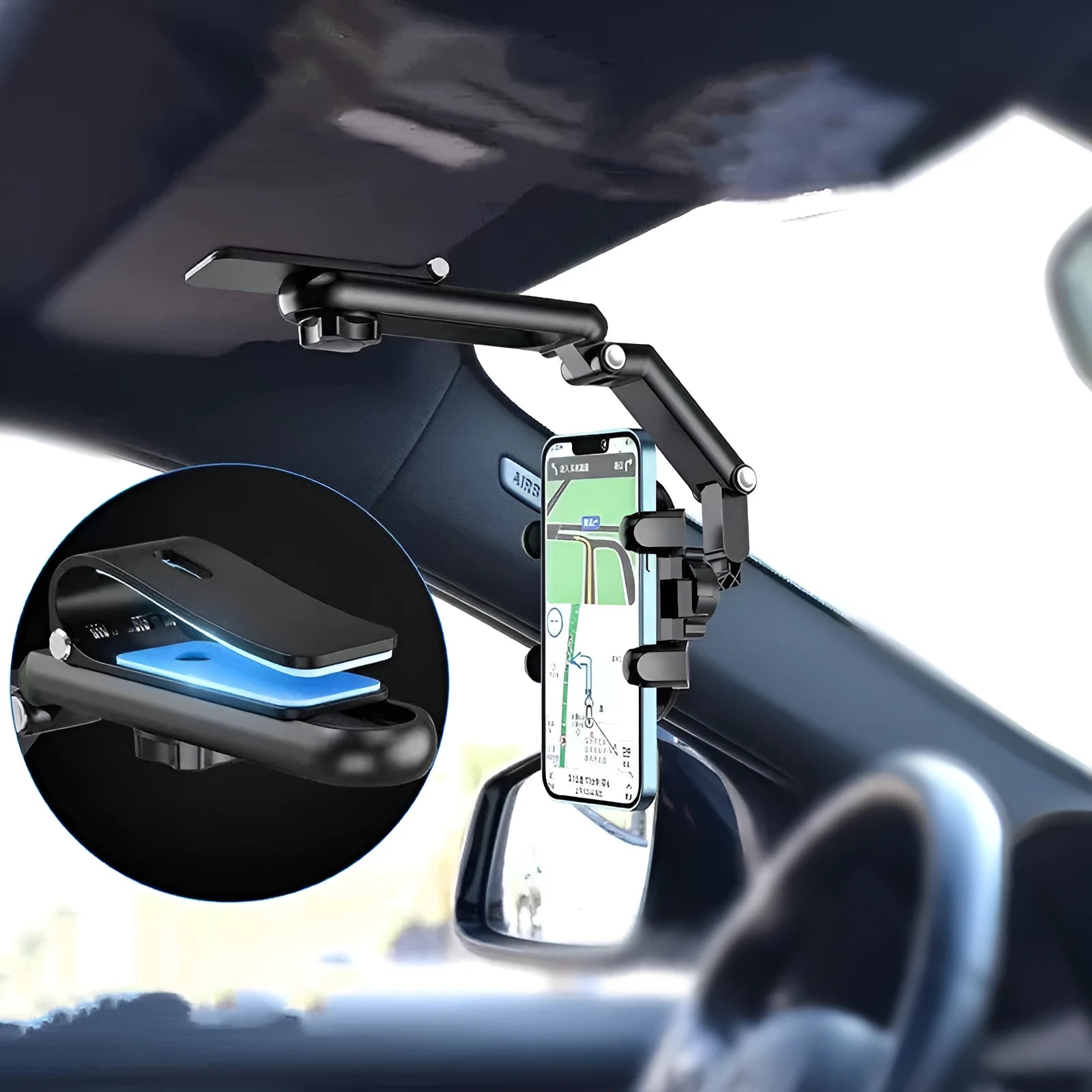 Black and green car rear seat sun visor with buckle-type installation for vehicle sun visors