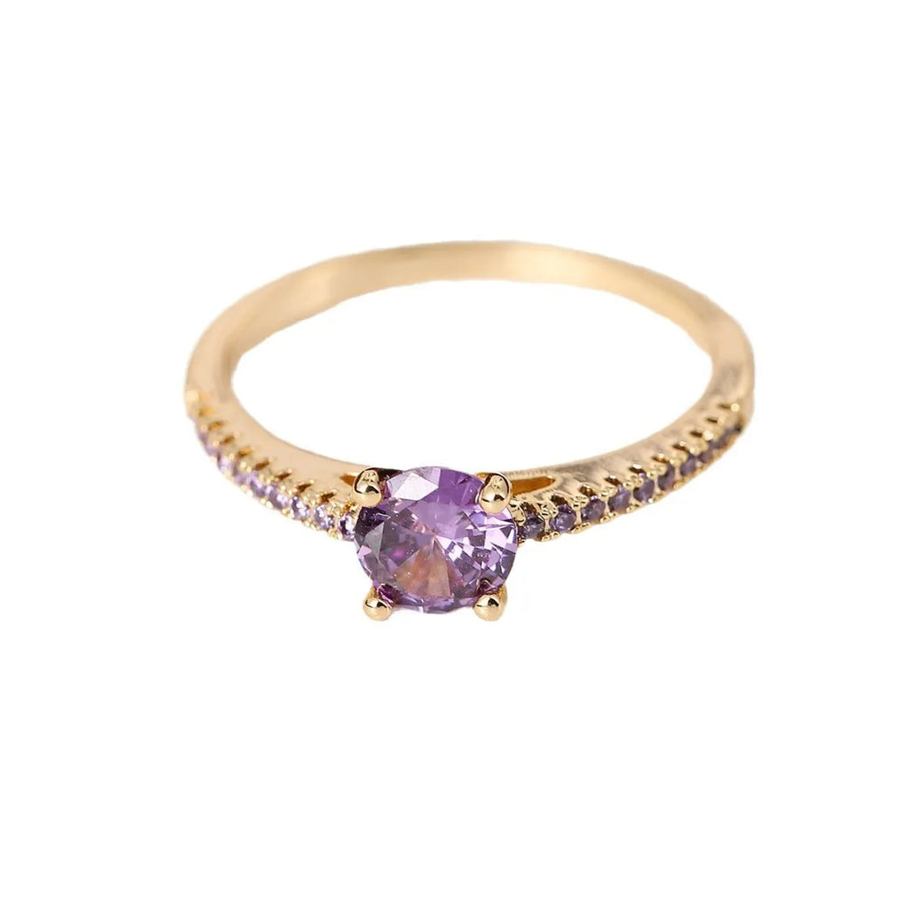 Hexagonal geometric zircon ring in copper with electroplated finish showing angular design and zircon stone