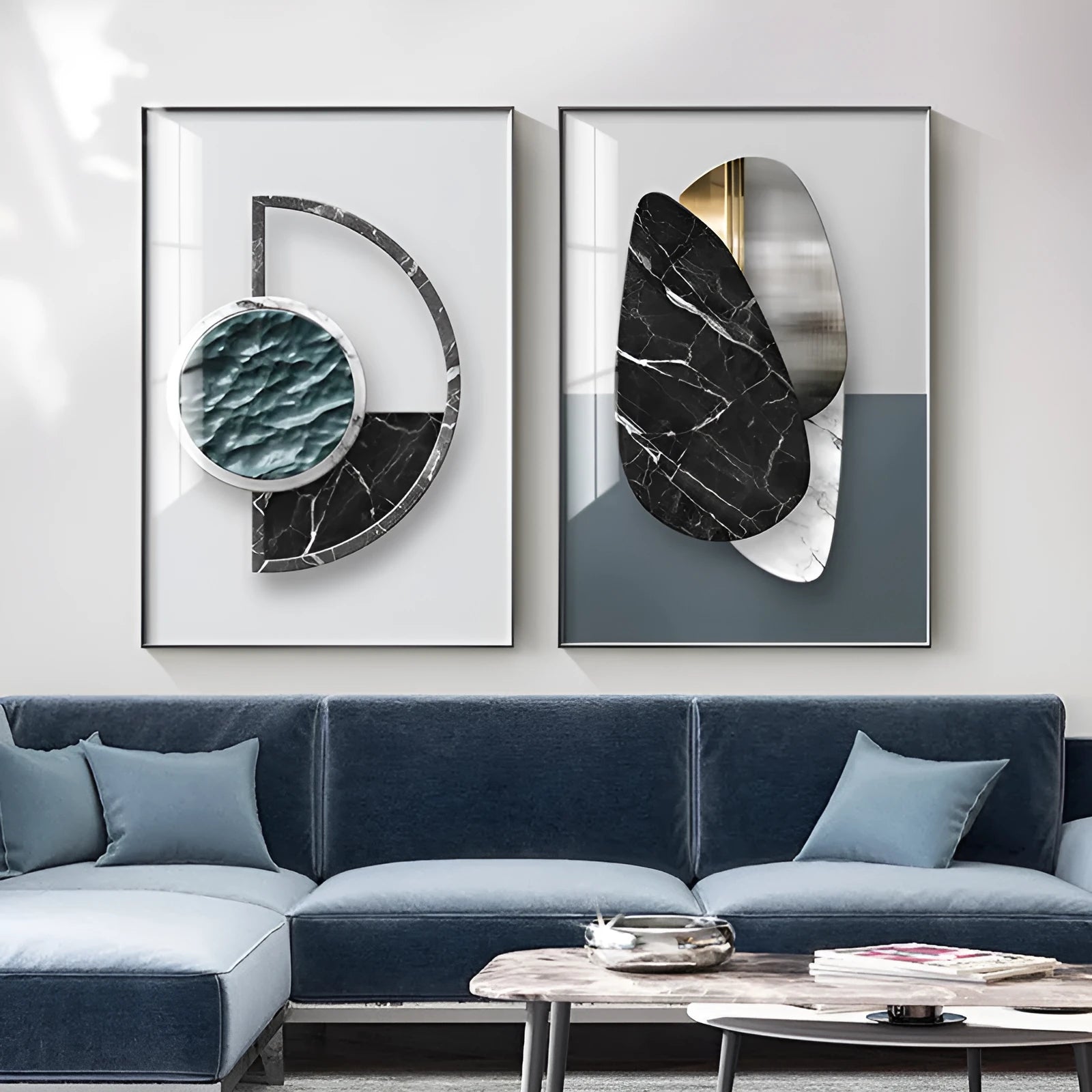 Abstract geometric pattern printed on a canvas wall art poster in a modern style.