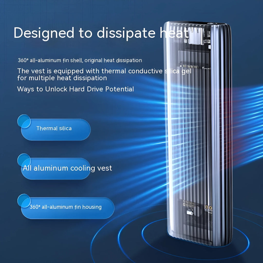 M.2 NVMe SATA SSD enclosure aluminium alloy external hard drive case 10Gbps 6Gbps dual single bay