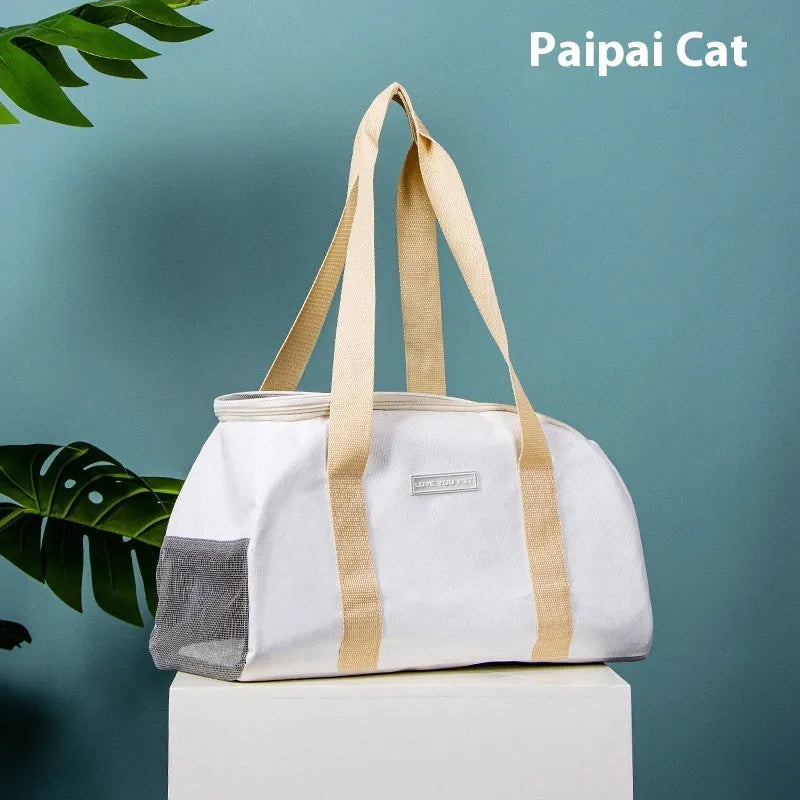 One shoulder cat bag in Dynamic yellow, breathable Oxford cloth, large capacity for cats up to 6kg
