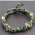 Hand woven skull paracord bracelet unisex retro style black rope