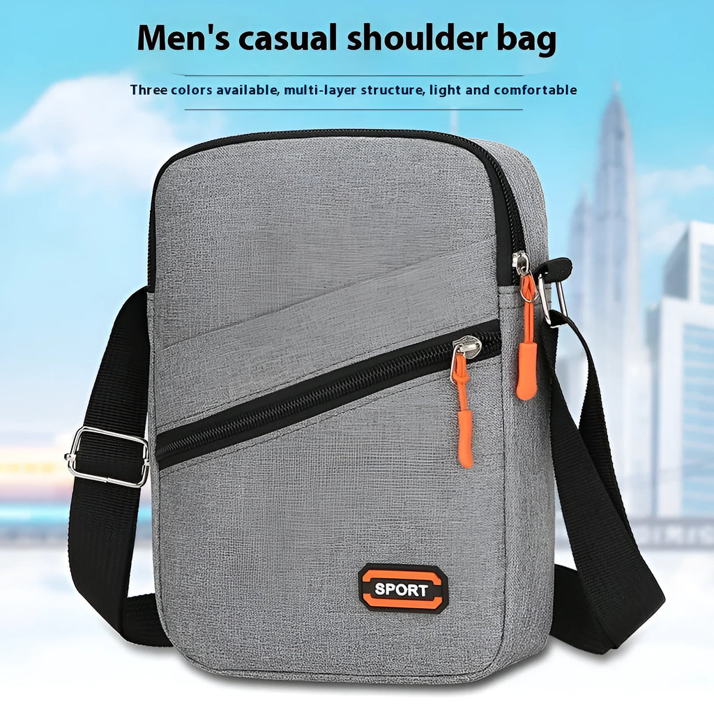 Oxford cloth crossbody commuter bag in black, navy blue or silver grey with urban simplicity styling