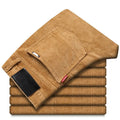 Straight slim-fit cotton corduroy trousers in brown, shown from front