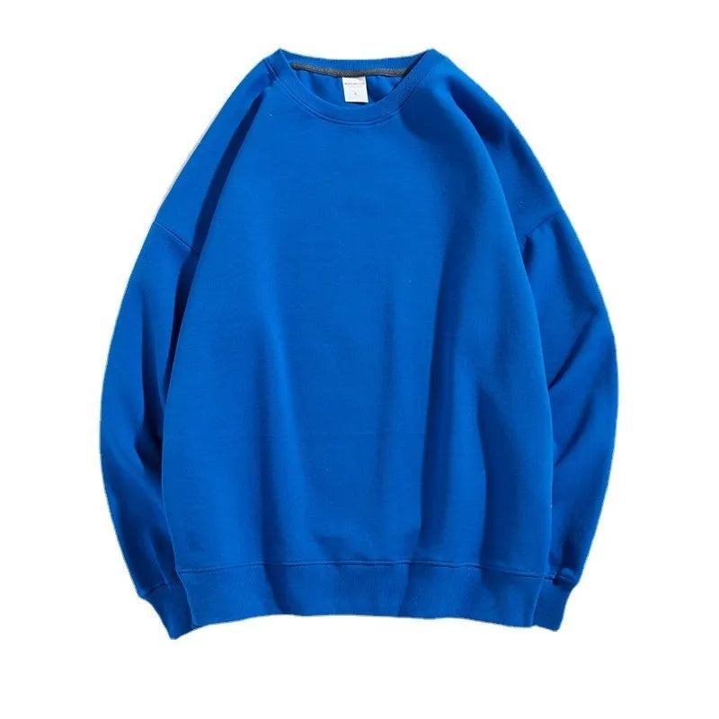 Cotton off shoulder loose pullover sweater in a solid colour with round neck and long sleeves.