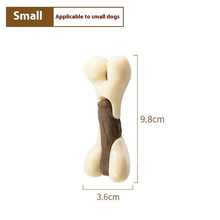 Cowhide nylon dog bone grinding rod chew toy in small and large size options