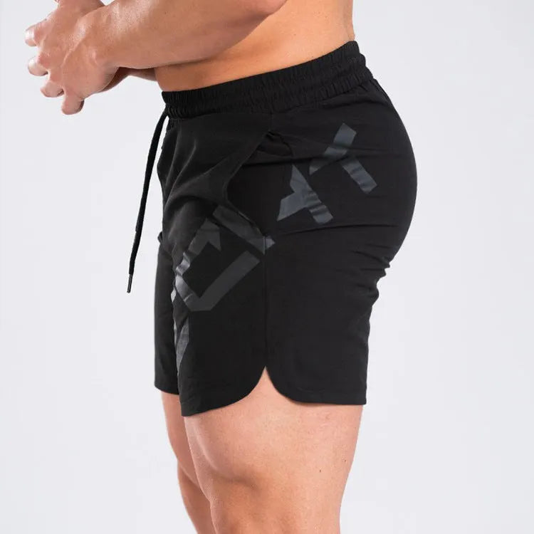 Men's black knee-length training shorts with quick-dry nylon fabric for summer running