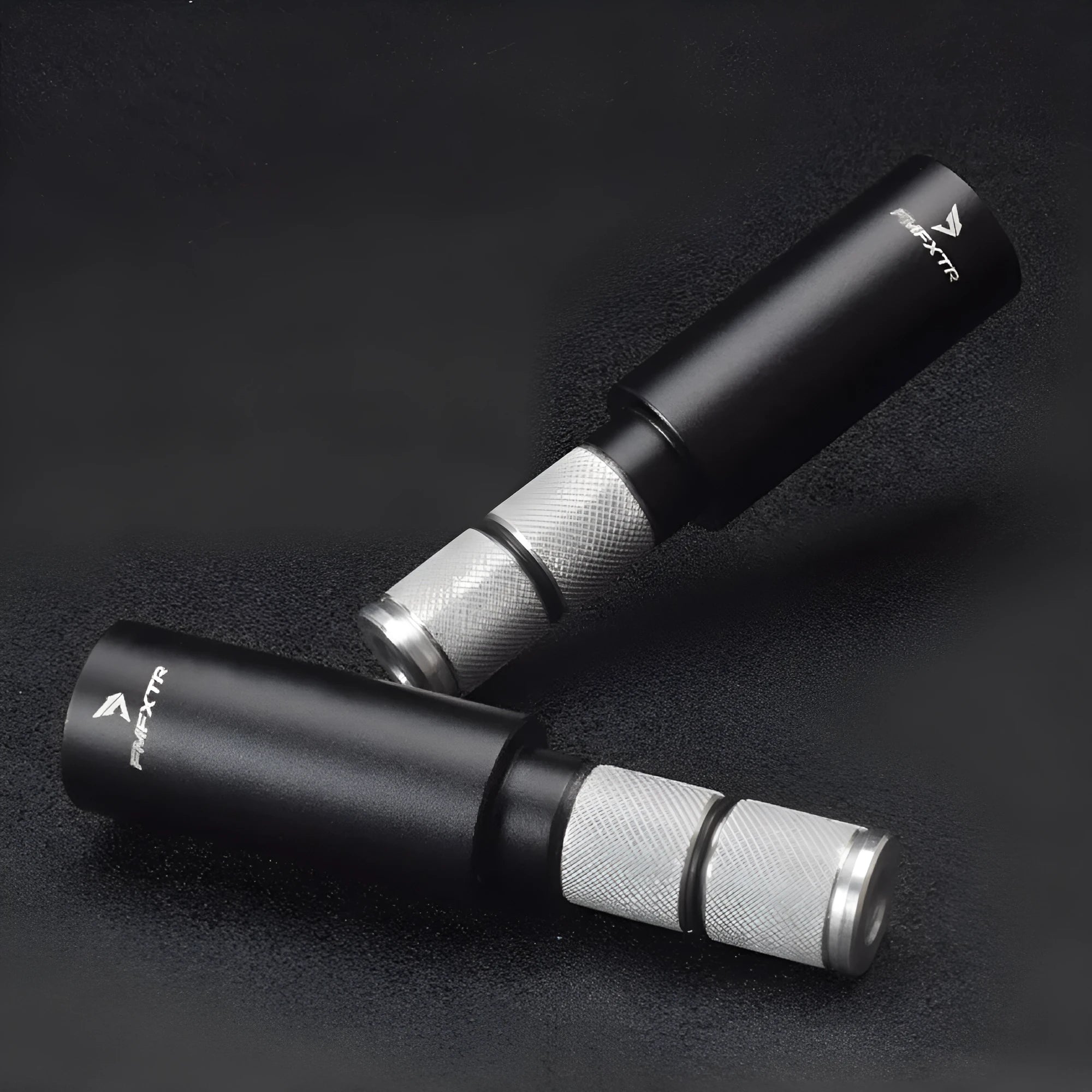 Pair of aluminium alloy handlebar extension rods showing folding mechanism and adjustable length