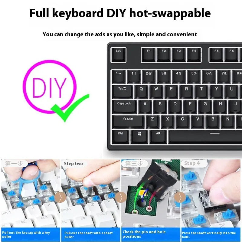 87-key tenkeyless mechanical keyboard in a dual-colour keycap design with metal frame