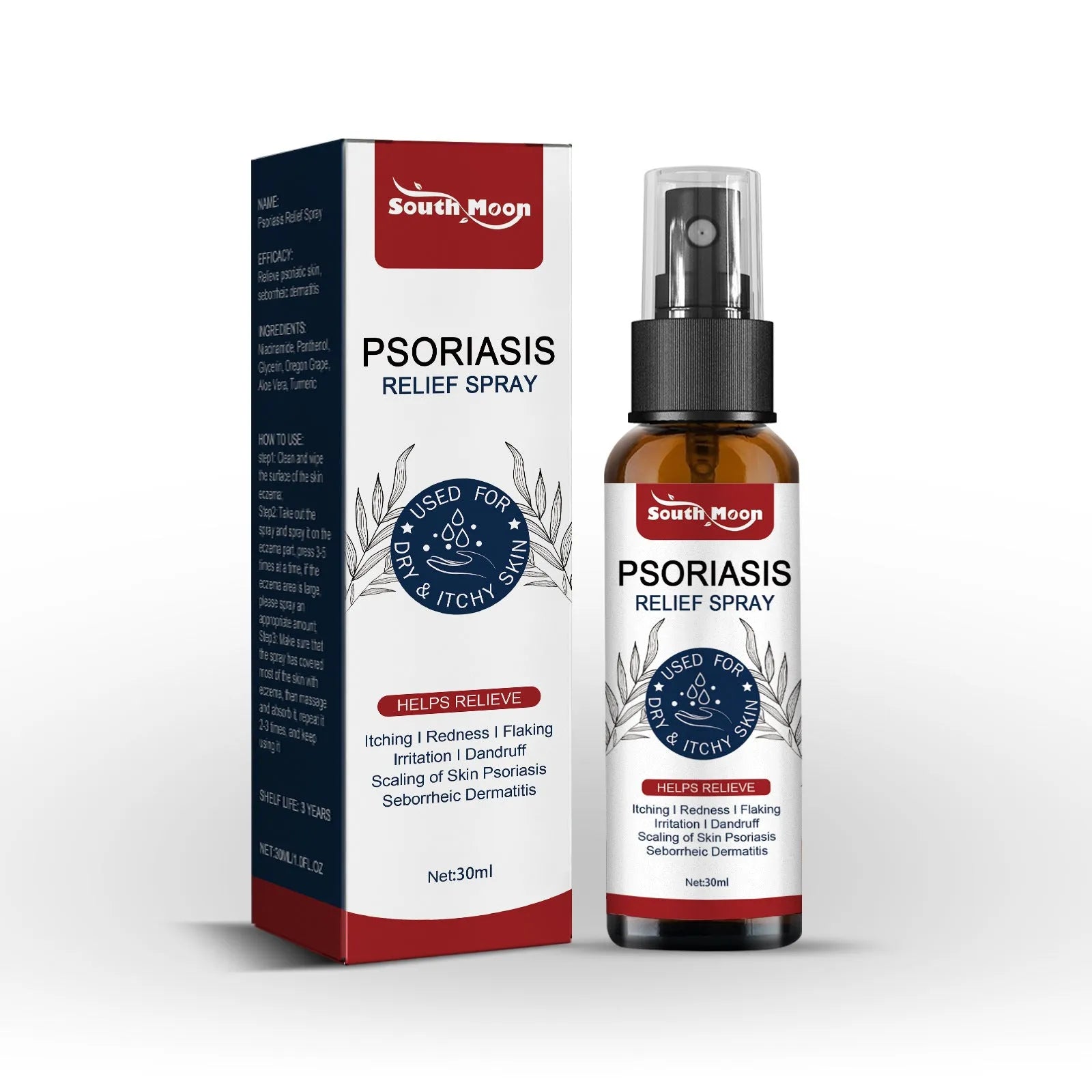 30ml bottle of body care spray with glycerin and aloe vera extract.