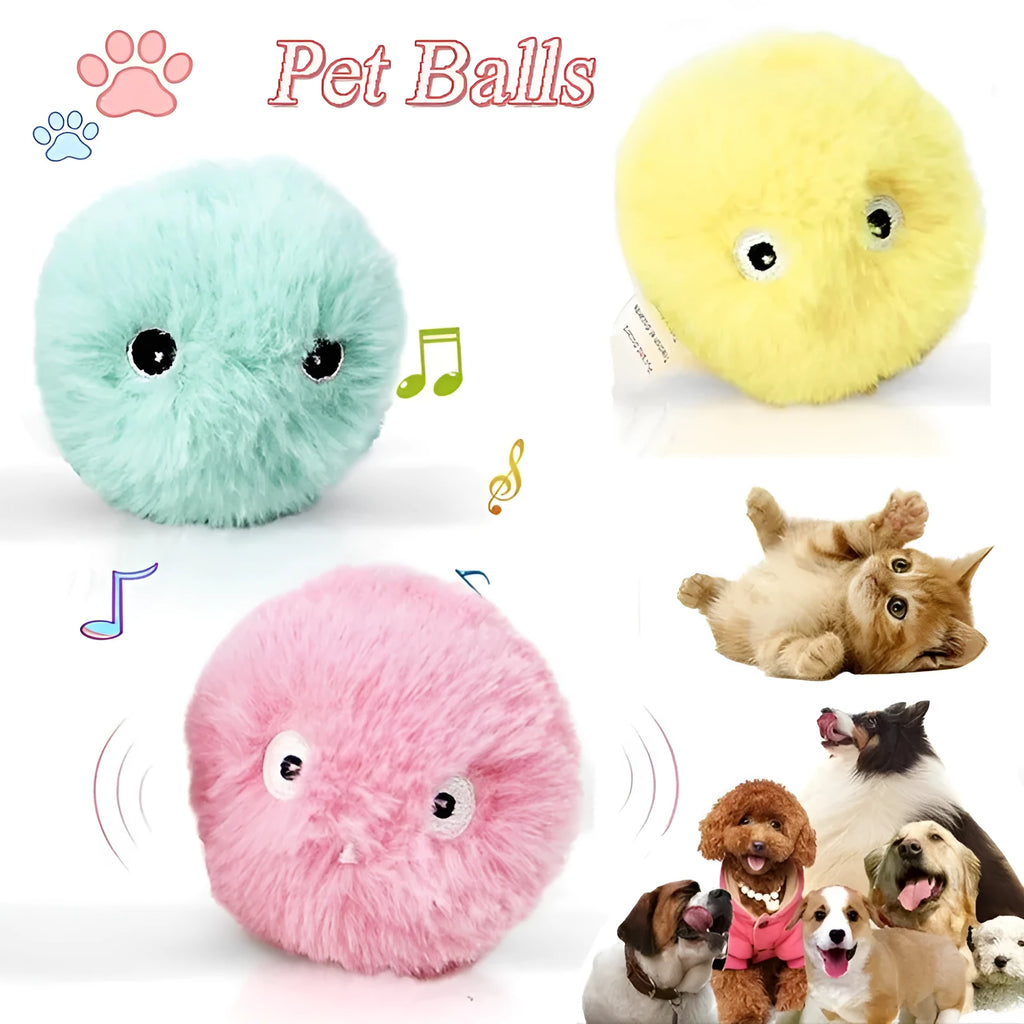55mm interactive pet toy ball in blue, pink or yellow with animal sounds and gravity sensor