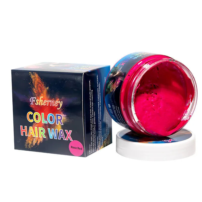 120g hair styling clay available in nine colours including white, blue, green, purple, and granny grey