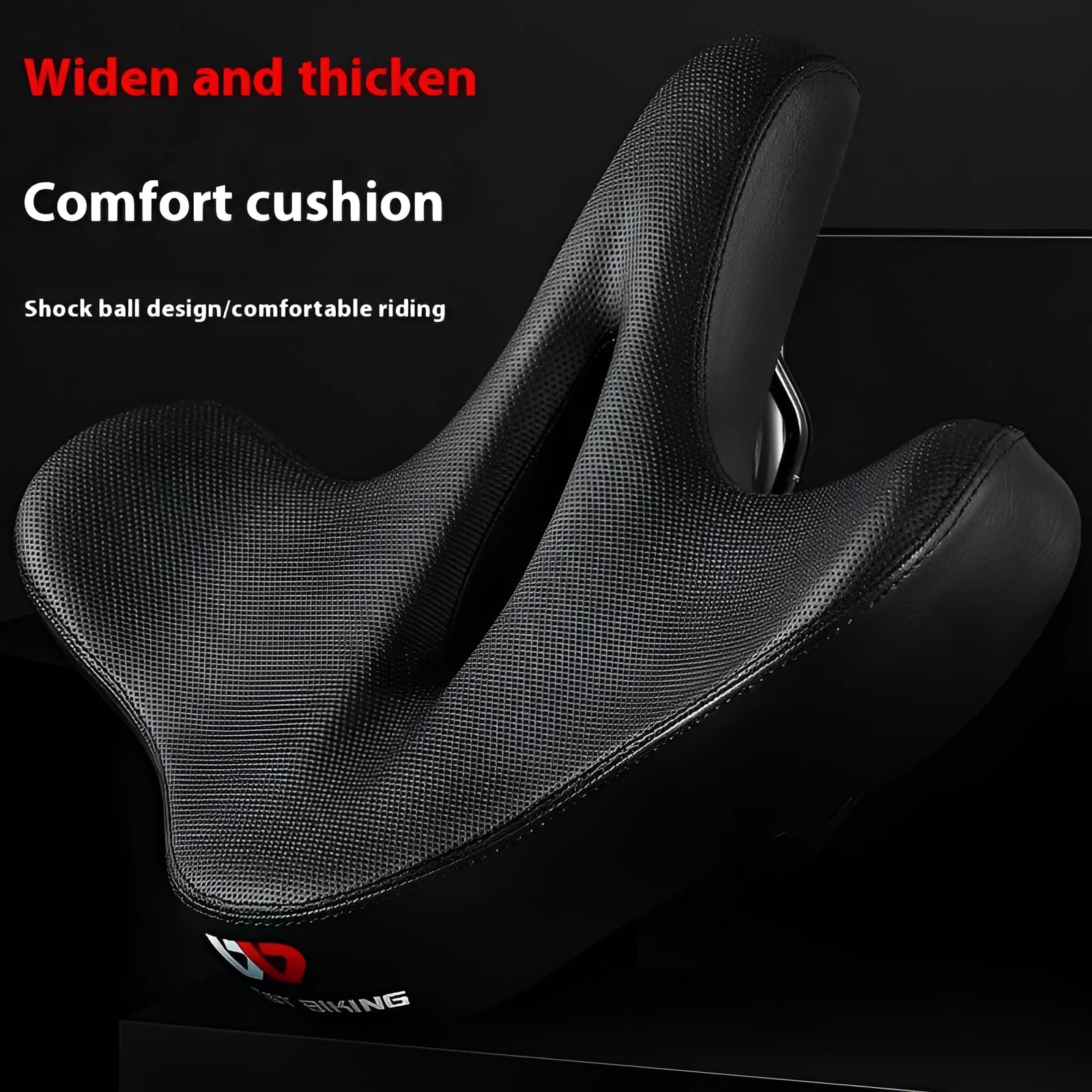 Black leather bicycle seat cushion with polyurethane foam for shock absorption