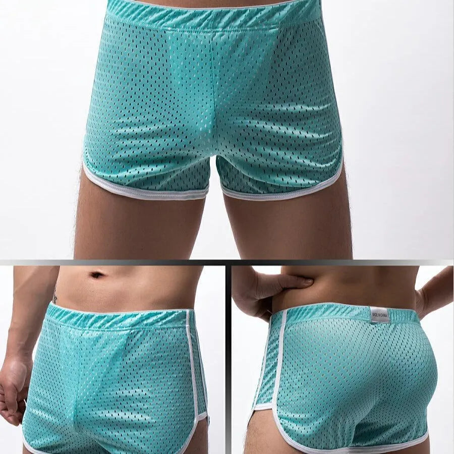 Men's three-point boxer shorts in cotton blend fabric showing mid waist design and breathable construction