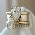 Fashion micro inlaid zircon ring in gold colour with drop-shaped stone, brass material, US size 7