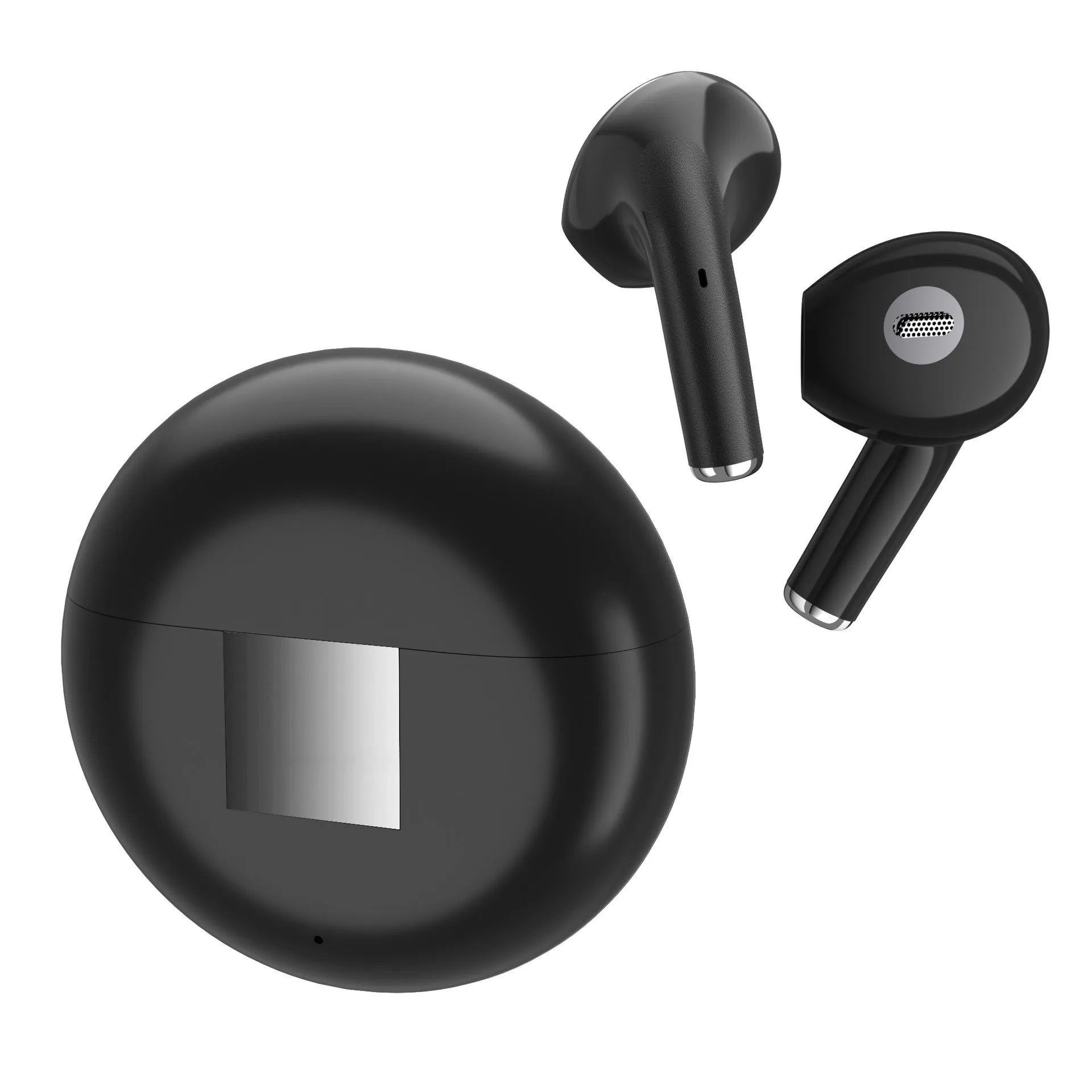 White Budz5 wireless Bluetooth semi-in-ear earphones with charging case