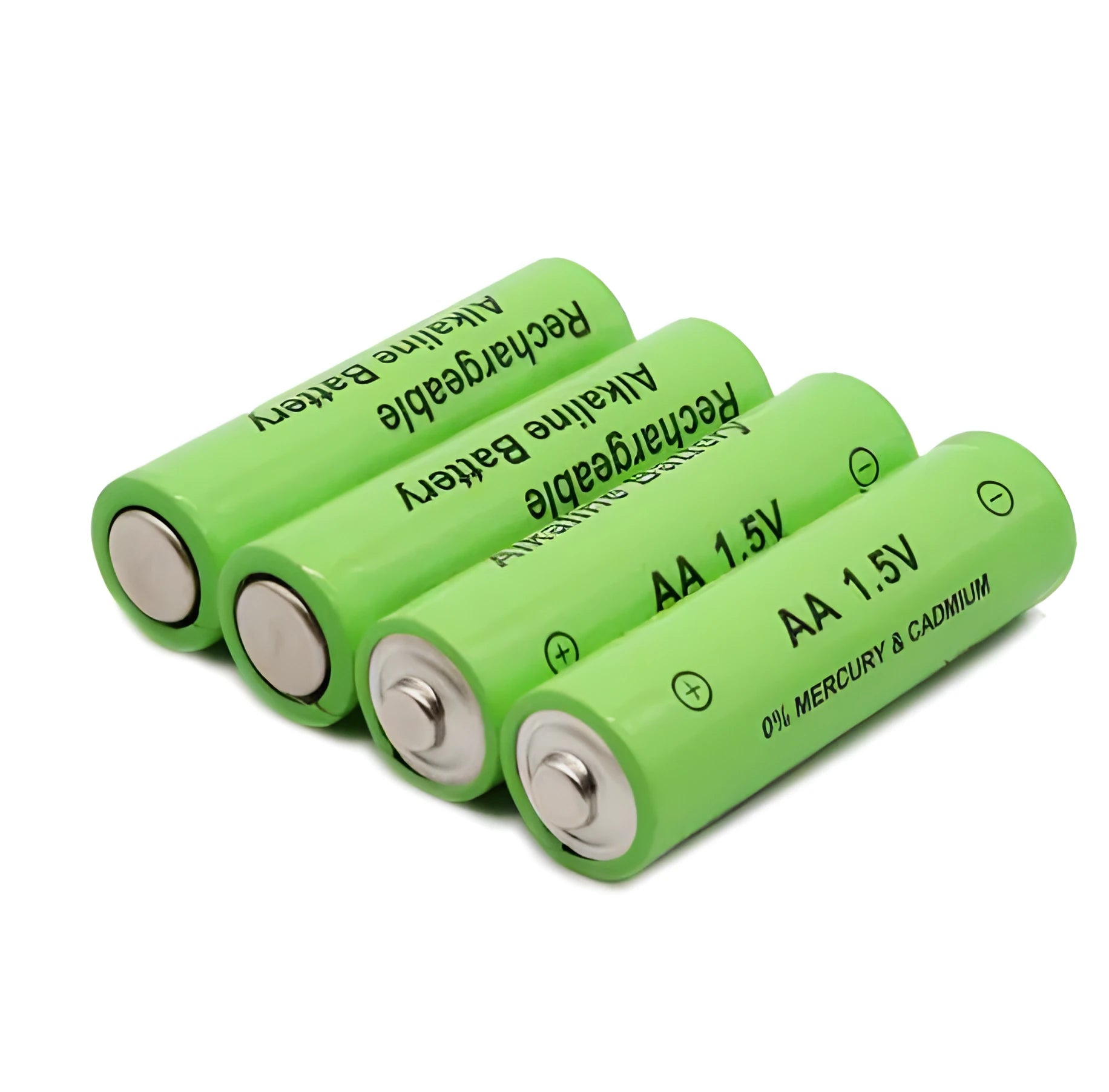Pack of green alkaline rechargeable AA batteries with 3000mAh capacity and 1000 charge cycles