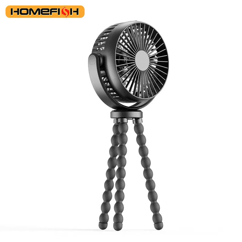 HOMEFISH F2 automatic shake head fan with LED light on a removable bracket