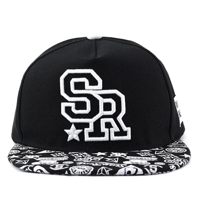 Cotton baseball cap with adjustable strap in black and white colour options