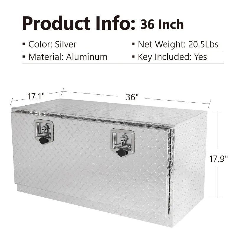 26-inch black aluminium alloy toolbox with T casting construction and lockable latches