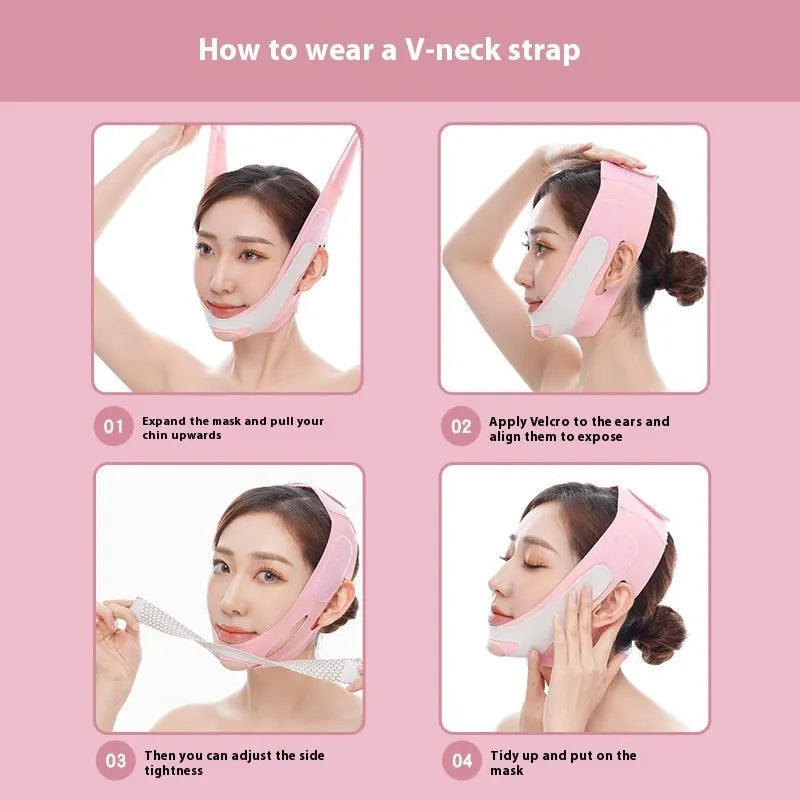 Pink and black elastic V face bandage facial care tool with far infrared and ordinary specifications