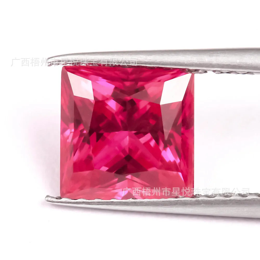 Cultivated ruby gemstone in pigeon blood red colour showing multiple cut options