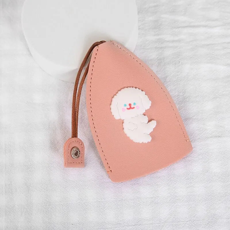 Cartoon design pull-out car key case in PU leather with removable decorative cover