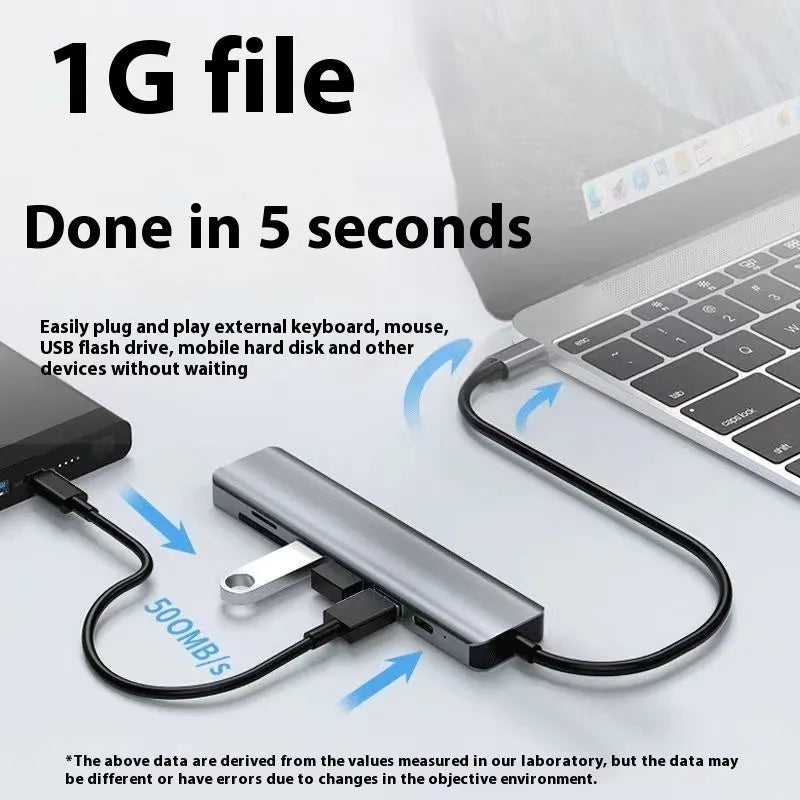 USB-C 7-in-1 expansion dock with HDMI port and USB 3.0 connectors on 15cm cable