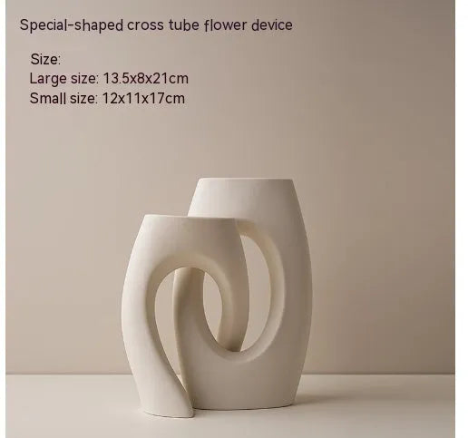 Ceramic circle vase second generation with coloured glaze finish, white large size, on a plain background