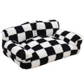 Black and white plaid cloth plush cat nest kennel for small pets