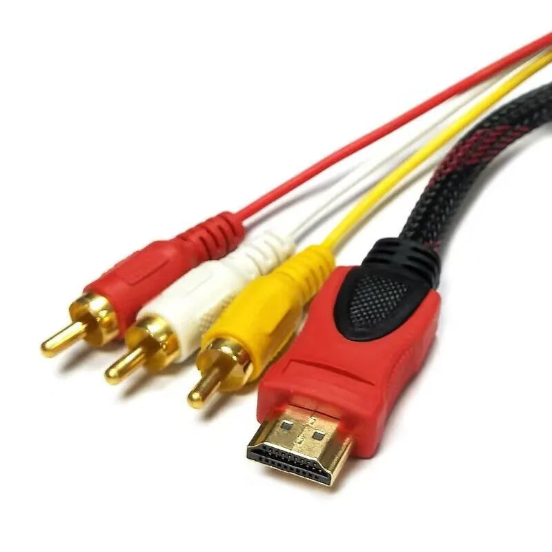 HDMI to composite video RCA adapter cable with 1.5 metre length and alloy connectors