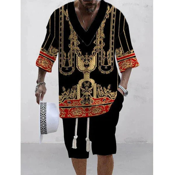 Loose casual short sleeve suit with polyester fabric in various colour options