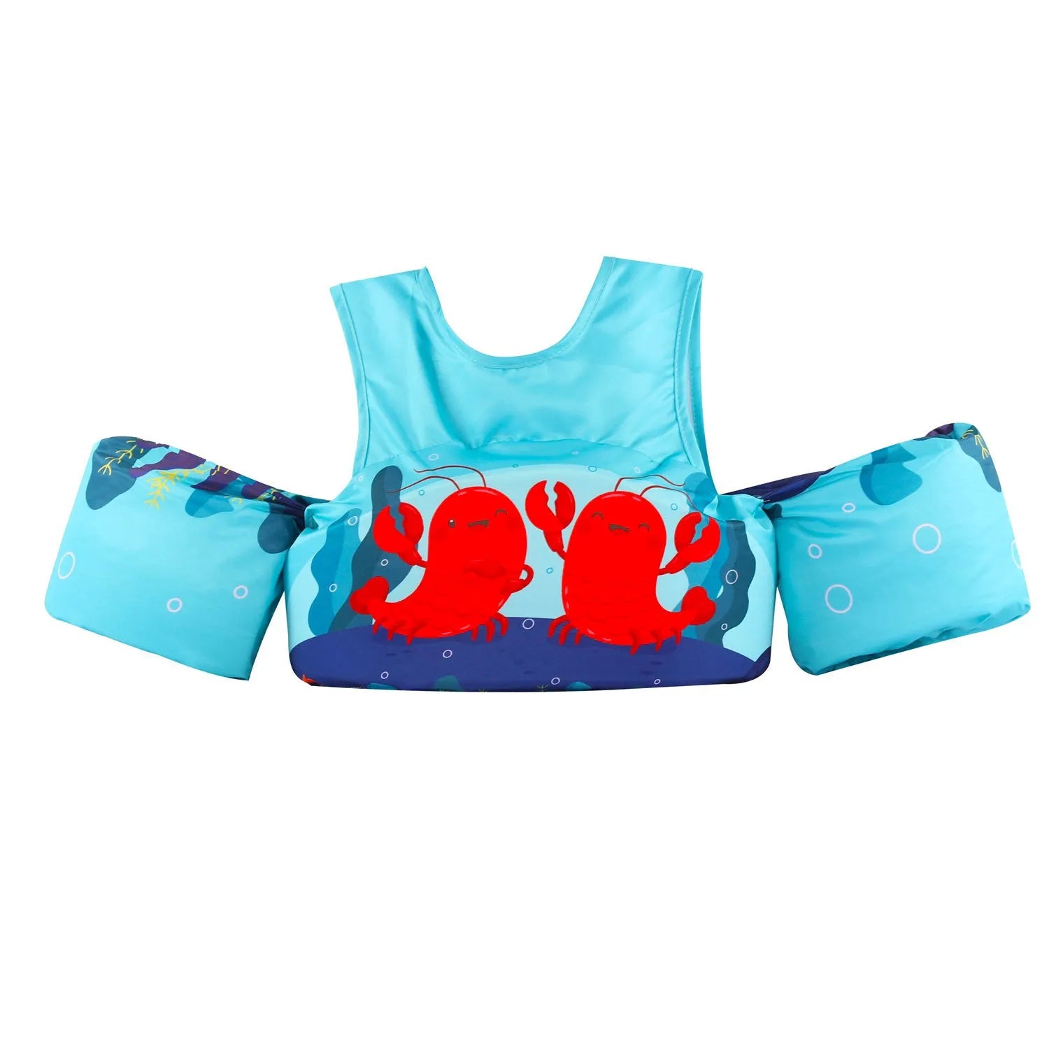 Cartoon-themed children's inflatable armband swimming ring in multiple colour patterns including blue crab and watermelon pineapple designs