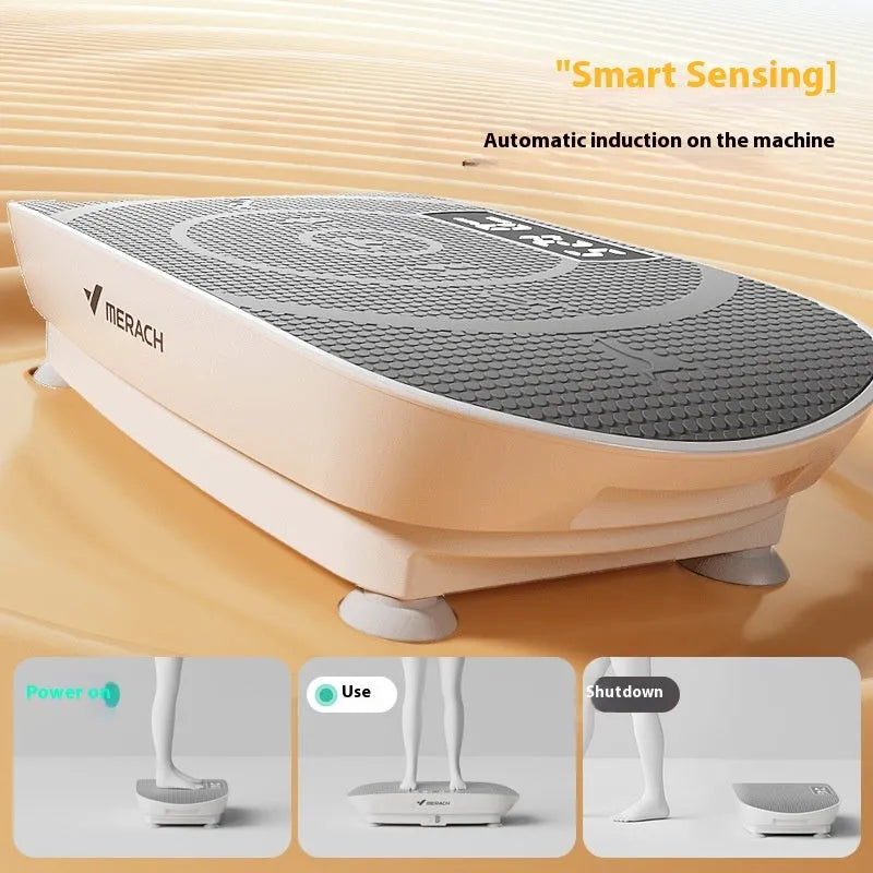 Grey portable smart power plate vibration platform measuring 58x38x16cm with 300kg load capacity