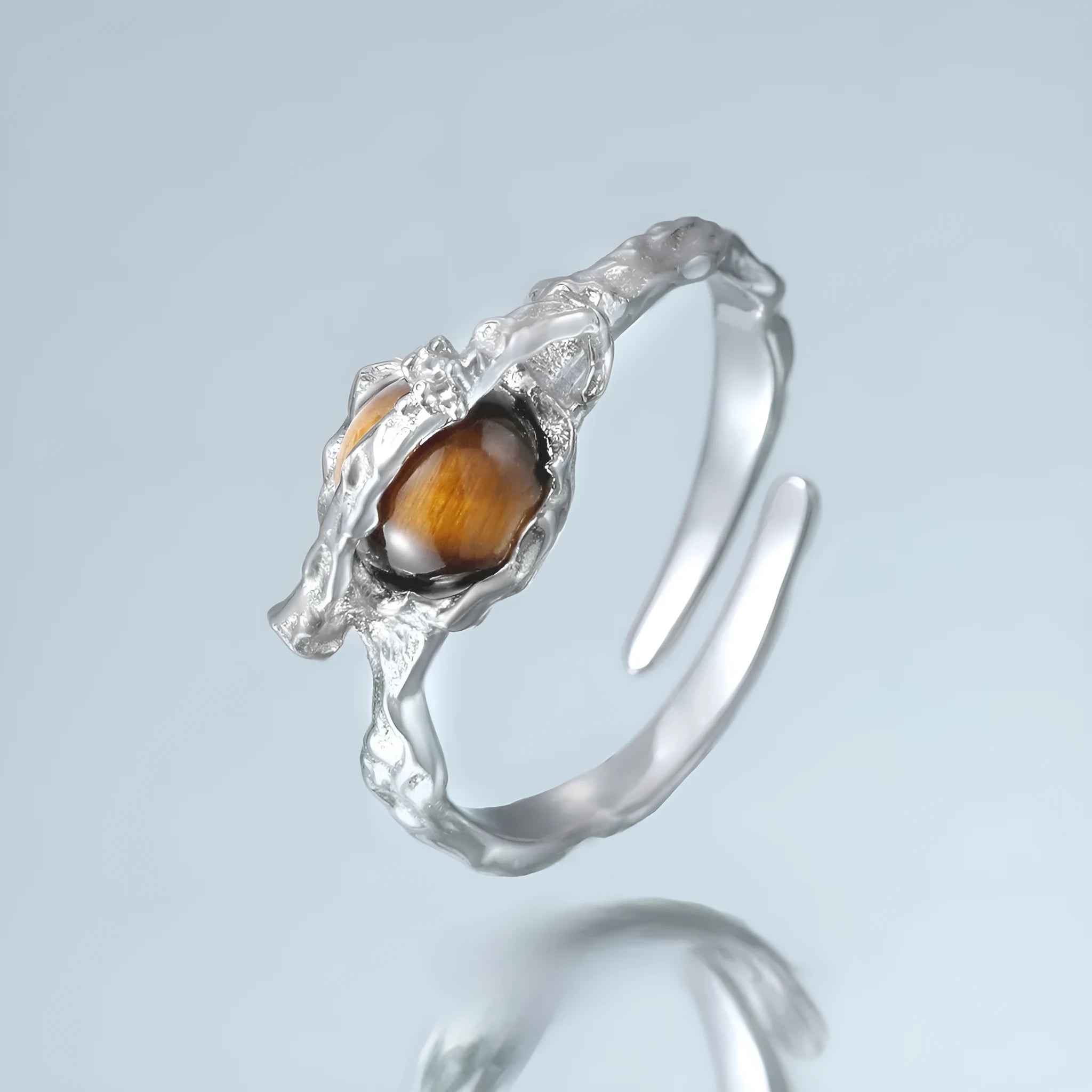 Adjustable Saturn open ring in white gold colour for women