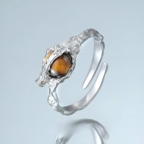 Adjustable Saturn open ring in white gold colour for women