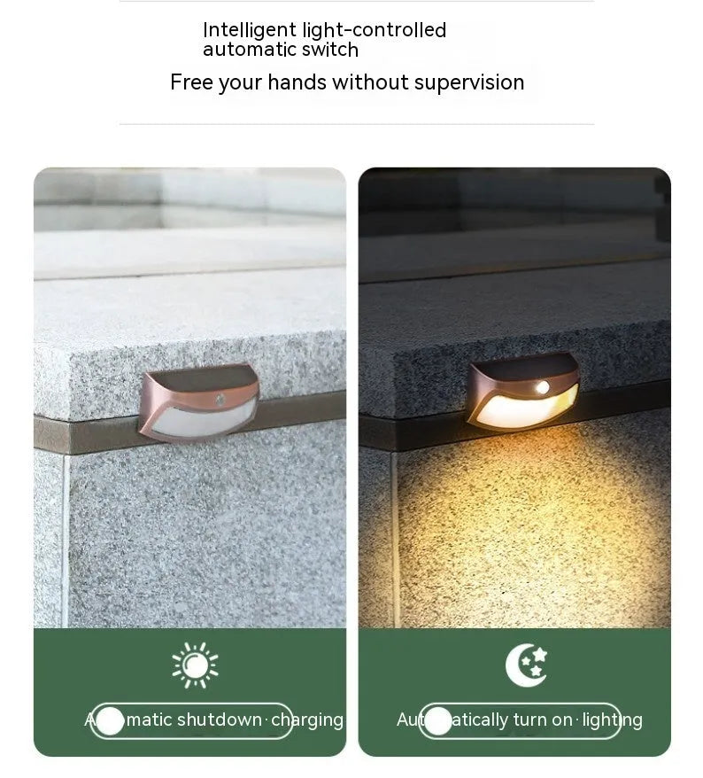 Solar-powered smiling face outdoor wall lamp for garden decoration
